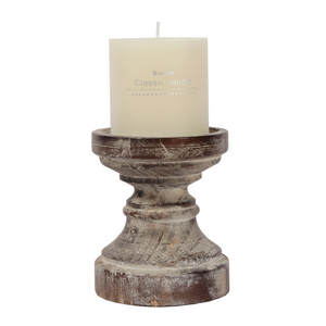 Porte-bougies rustiques en bois poli, faits à la main, style ferme nordique, écologiques, personnalisables, décoratifs pour table - Product Image 1