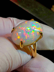Bague ovale en pierre précieuse blanche, argent sterling, plaqué argent, réglable, faite à la main, bijoux romantiques pour femmes, vente en gros - Product Image 5