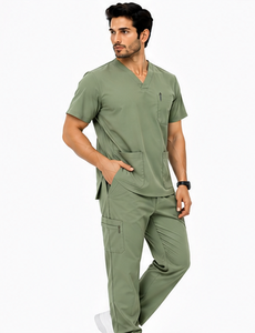 Pantalon de travail médical pour homme, 2 pièces, durable, respirant, en spandex, pour infirmiers, médecins, hôpitaux. - Product Image 4