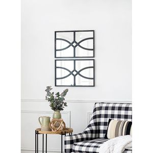 Set di 2 Specchi da Parete in Legno Nero Anticato 40x58 cm, Rettangolari con Design Verticale e Orizzontale per Arredamento Casa e Soggiorno - Product Image 6