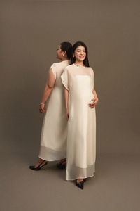 Vestido Midi de Seda Tejida para Mujer, Rayas Asimétricas, Cuello Redondo, Manga Regular, Botones al Frente, Corte Holgado y Recto, Casual de Verano - Product Image 4