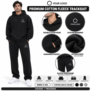Offre Spéciale – Ensemble de Survêtement Homme Oversize en Coton Épais : Hoodie à Épaules Tombantes et Pantalon Ample – Idéal Hiver, Gym, Fitness, Streetwear Urbain - Product Image 3