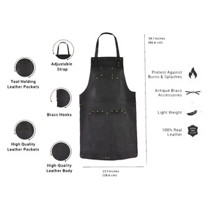 Tablier de boucher, de menuisier et de barbier en cuir pleine fleur robuste, fait main, avec poches, pour la restauration et les bars, vente en gros Dustline Commodities - Product Image 6