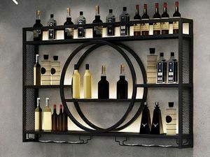 ชั้นวางไวน์ติดผนังโลหะสไตล์โมเดิร์น สำหรับจัดเก็บขวดไวน์ ตกแต่งบ้านและบาร์ - Product Image 2