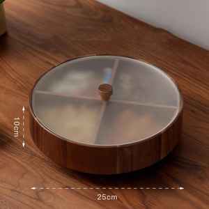 Exclusiva Caja Redonda de Madera Hecha a Mano para Frutos Secos con Tapa y Compartimentos, Contenedor de Almacenamiento Premium para Alimentos, Especias y Regalos - Product Image 4