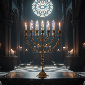 Traditional Gold 7-Branch Menorah Elegant <b>Brass</b> Jewish Candelabra for Hanukkah Temple & Home Decor Metal Religious <b>Candle</b> Stand - Product Image 3