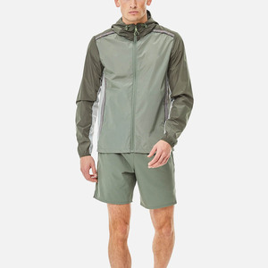 Green Hooded Jacket <b>Windbreaker</b> Set With Zip Fly Water Resistant Outdoor Wear All Seasons Wind stopper <b>Windbreaker</b> Set - Product Image 1