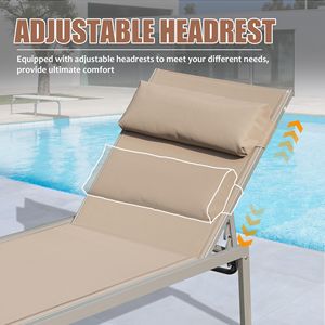 Set di 3 Chaise Longue Regolabili in Alluminio per Patio, Reclinabili per Esterni Resistenti alle Intemperie con Tavolino Laterale per Bordo Piscina o Prendisole - Product Image 4