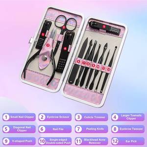Kit de manucure professionnel de luxe 10-en-1 avec coupe-ongles et outils en acier inoxydable, étui portable personnalisable pour usage professionnel adulte - Product Image 6