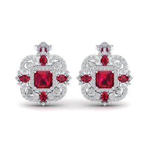 Boucles d'oreilles clous REYES minimalistes en argent sterling 925 avec moissanite certifiée GRA pour femme, personnalisables avec rubis et fermoir à vis - Product Image 2
