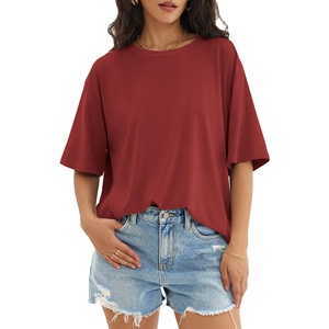 Haute qualité Spandex/coton T-Shirt femme classique grande taille manches courtes respirant col rond longueur régulière couleur personnalisée - Product Image 1