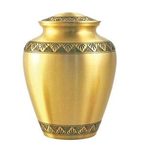 New Antique <b>Large</b> Custom Engraved Aluminum Lavender Cremation <b>Urns</b> Solid Iron Adult Size Funeral Durable Gold Finished - Product Image 1