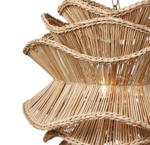 Lámpara Colgante de Techo Estilo Retro Chic, Pantalla de Ratán Natural Tejida, Lámpara de Araña Colgante para Cocina, Estilo Rústico - Product Image 4