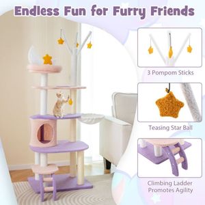 Multi-Level <b>Cat</b> <b>Tower</b> with Sisal Covered <b>Scratching</b> Posts Premium <b>Cat</b> Trees & Scratcher - Product Image 6