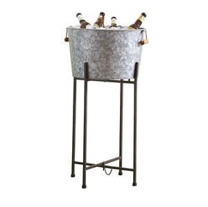Bac à vin en fer galvanisé au design attrayant avec support, bac à boissons en métal galvanisé de la plus haute qualité pour fêtes, bière et vin, prix le plus bas - Product Image 4
