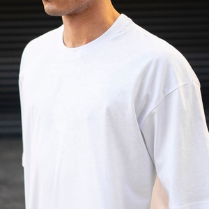 2024 venta al por mayor de gran tamaño gota hombro camiseta para hombre en blanco peso pesado algodón camiseta impresión personalizada hombres camisetas - Product Image 2