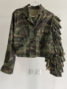 Abrigo Casual de Mujer para Primavera, Tejido, con Parches de Camuflaje, Mezcla de Lana, Transpirable, Cuello en V - Product Image 3