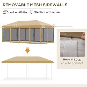 Tenda a baldacchino beige 10x20FT con pareti laterali in rete per eventi all'aperto - Product Image 6