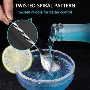 Best Barware Products Long Handle Stainless Steel Twisted Design Fork <b>Bar</b> Spoon Cocktail Stirrer Mocktail Drink MIxing Stirring - Product Image 6