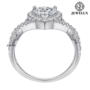 Anillo de Plata 925 con Zafiro para Mujer Jewelux, Corte Pera, Engaste Pavé, Anillo Romántico de Compromiso con Gema en Forma de Gota de Agua, de la India - Product Image 3