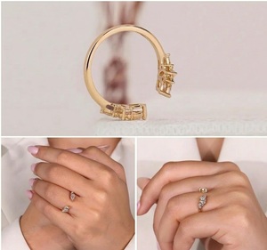 14K Solid Gold Lab Diamond <b>Ring</b> Open Adjustable Marquise Wedding Band Women's Cuff <b>Ring</b> <b>Stacking</b> Matching Band Enhancer <b>Ring</b> - Product Image 6