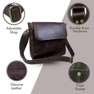 Women’s Genuine Leather Crossbody Bag – Medium Size Shoulder Vintage Office & Travel Bag with Zipper Closure - Product Image 3