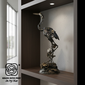Bronze Heron Sculpture Black Nickel Plated <b>Casting</b> Animal Art Collectible Decor Full 3D Shape - Product Image 3