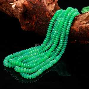 ลูกปัด chrysoprase แบบตัดสไตล์เยอรมันขนาด7-8มม. ลูกปัดหินคริสโซเพรสแบบเหลี่ยมเพชรพลอยแท้ลูกปัดคริโซเพรสขนาดใหญ่ - Product Image 4