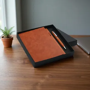 Coffret cadeau avec carnet à couverture rigide personnalisé et stylo à bille à écriture fluide assorti, finition élégante - Product Image 2
