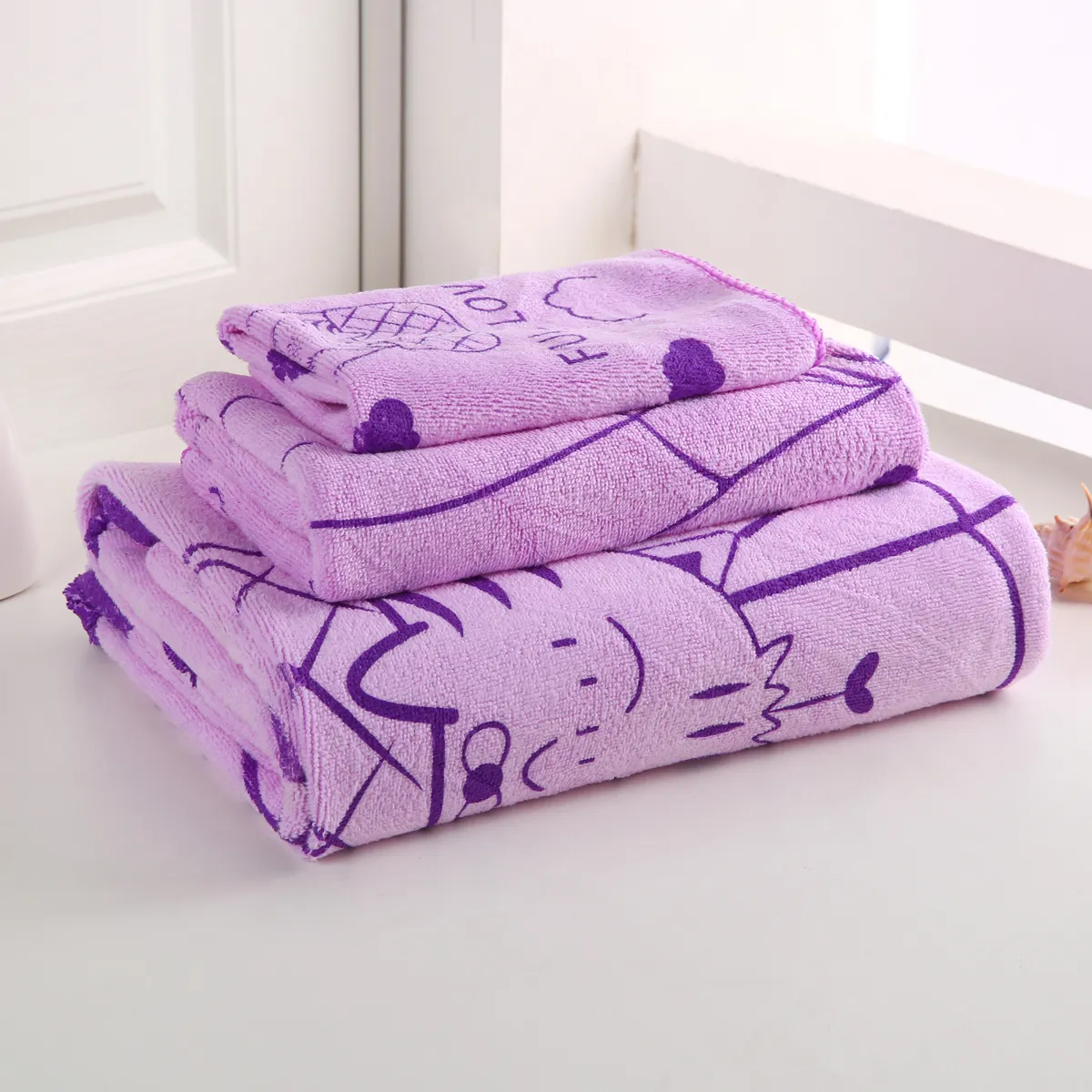 Toalla de baño de algodón de venta directa de fábrica, regalo absorbente grueso, juego de toallas de tres piezas