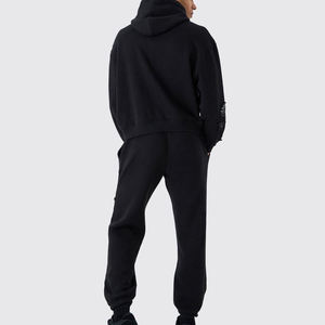 Sudadera con Capucha Negra Unisex, Bordado Floral con Diseño de Rosas, Corte Regular Informal, Manga Larga, para Otoño, 100% Algodón Grueso - Product Image 5