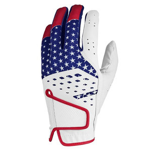 Gant de golf au design du drapeau américain, main droite, blanc, rouge, bleu, respirant, en cuir véritable, à enfiler, unisexe - Product Image 6
