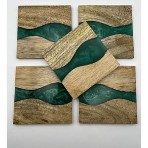 Sous-verres décoratifs en résine et bois pour la salle à manger et la cuisine, tapis et supports RR ENTERPRISES Modèle RR202514442 - Product Image 5
