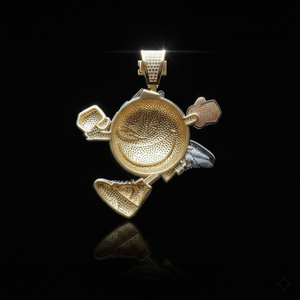 Colgante Personalizado con Personaje de Pac-Man, Diseñado a Mano en Oro Bicolor 925 con Micro Pavé de Diamantes y Diamante Negro - Product Image 3