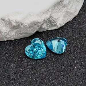 Aigue-marine naturelle en forme de cœur, pierre précieuse facettée, taille cœur, aigue-marine en vrac, plusieurs tailles, gemme bleue, vente en gros - Product Image 1