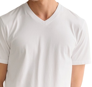 T-shirt d'été 100 % coton pour homme, col en V, uni, de qualité supérieure - Product Image 3