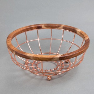Wooden and Metal <b>Wire</b> <b>Basket</b> for Daily Kitchen Storage And Gift Hamper <b>Basket</b> For Festivals Weddings And Housewarming From India - Product Image 2