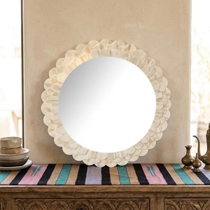 Designer <b>Flower</b> Pattern Bone Inlay <b>Mirror</b> Stylish Decorative Wall Accent Adds Charm And Sophistication To Any Space From India - Product Image 1