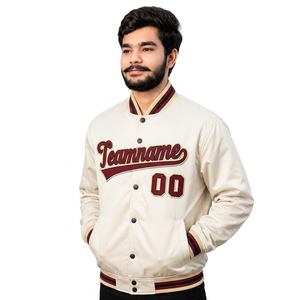 Veste de baseball personnalisée prête à être expédiée avec broderie personnalisée, coupe ample, manches en cuir pour les détaillants américains - Product Image 4