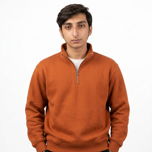 Sweat-shirt personnalisé pour homme à col zippé, en coton premium French Terry, coupe classique, col montant, style streetwear moderne - Product Image 6