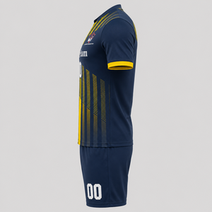 Premium Navy Yellow 100% Polyester Football Jersey Set Moisture-Wicking Breathable Soccer Team Uniform Shorts for <b>Men</b> Customized - Product Image 5