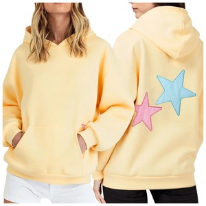 Sudadera con Capucha Personalizada con Logotipo, para Mujer, Mezcla de Algodón y Poliéster, Felpa de 320, 340, 360 Gramos, Diseño Gráfico de Estrella Y2K, Parches Bordados Extra Grandes - Product Image 1