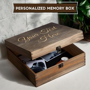 Caja de Recuerdos de Madera Personalizada ENGRAVE MY MEMORIES - Caja de Recuerdos Personalizada para Fotos, Joyas, Cartas, Caja de Almacenamiento Rústica para Recuerdos - Product Image 3