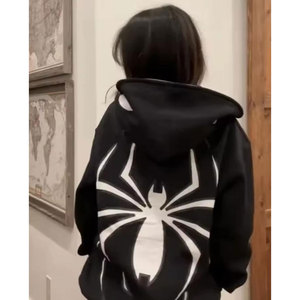ODM Sweat à capuche unisexe en polaire polyester/coton, imprimé araignée, coupe ample, avec poche, style Harajuku tendance, hiver Y2K Hip Hop - Product Image 6