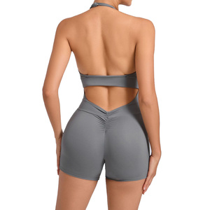 Athletic Quick Dry Women One Piece Four Way Stretch Yoga Jumpsuit Custom Backless Swim Suit <b>Bikini</b> Yoga Body Suit For Sports - Product Image 2