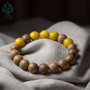 Nueva Temporada de Joyería de Agarwood, Pulsera Hecha a Mano con Agarwood Natural de Vietnam y Coral Amarillo AL-SV-0038-10, Fragancia Única - Product Image 3