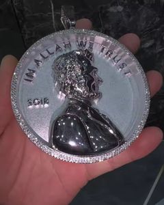 Colgante de Plata 925 con Incrustaciones de Moissanita VVS, Diseño Islámico, Estilo HipHop, Personalizado, Colgante Religioso Árabe Islámico - Product Image 1