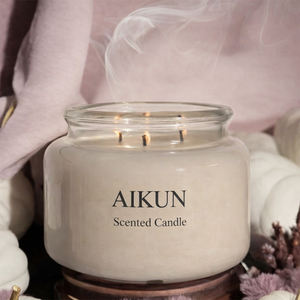 Vela Aromática de Lujo AIKUN en Frasco de Vidrio, Vela Perfumada de Tres Mechas para Decoración del Hogar, Spa, Regalo, Venta al Por Mayor - Product Image 5