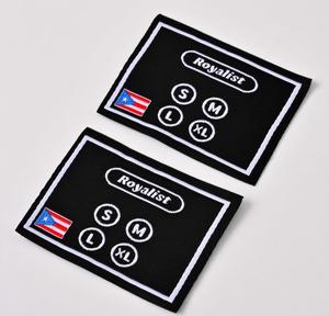 Étiquette de t-shirt brodée à la mode Royalist 2025 avec motif de drapeau national-Étiquette de taille personnalisable pour vêtements S/M/L/XL - Product Image 1