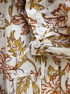 Nouveauté Robe longue en coton imprimé de fleurs dorées et rouges pour femmes, manches 3/4 avec cravates en coton, mini robe d'été pour femmes - Product Image 5